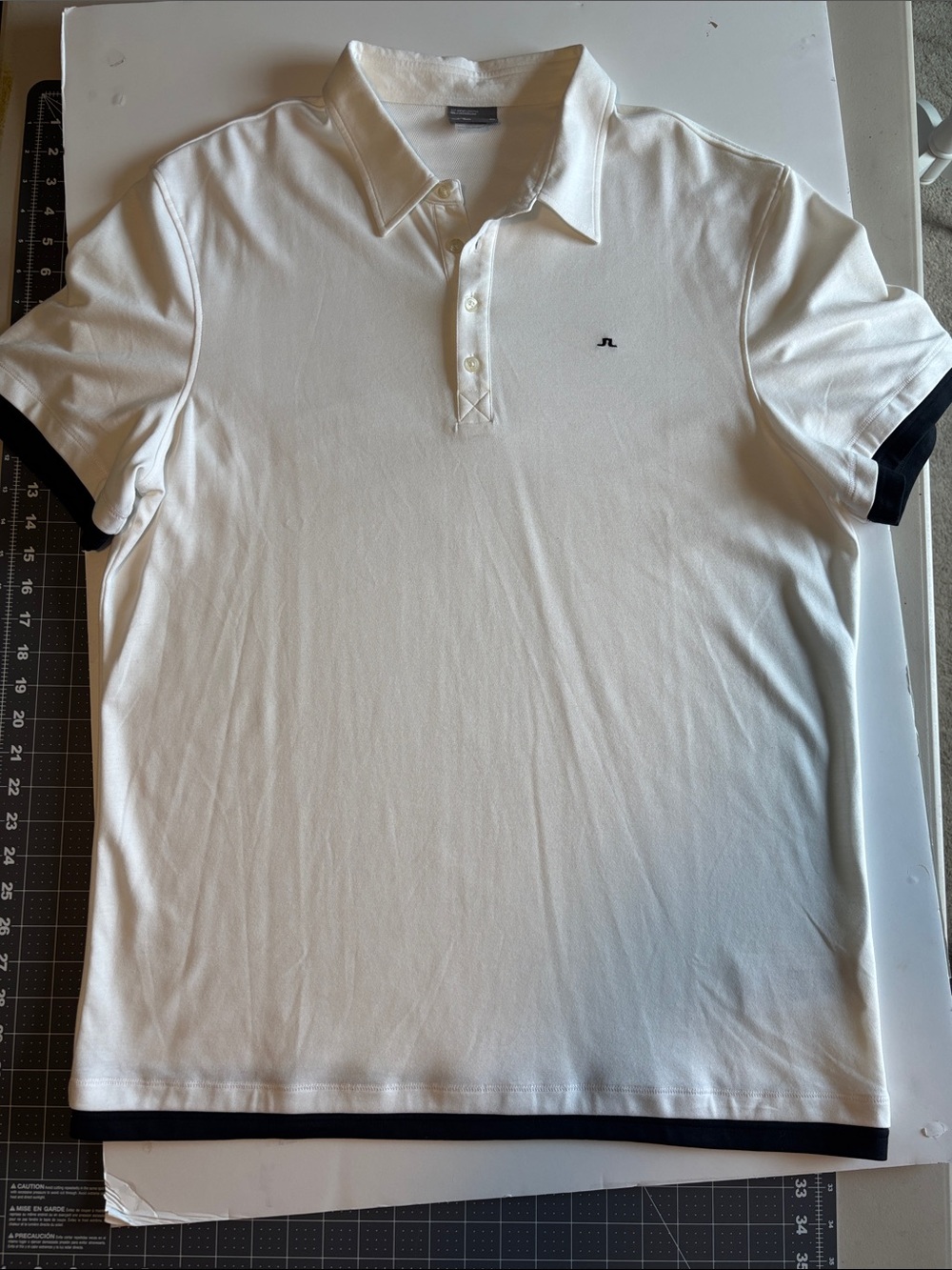 Men's White Polo with Contrast Trim by J.Lindeberg